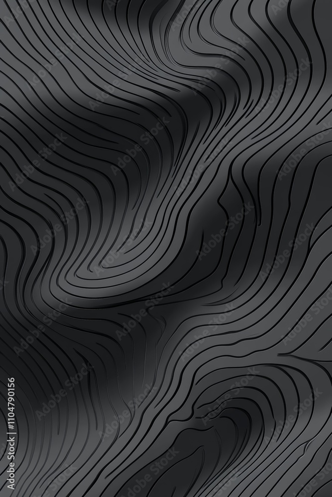 Poster Abstract Black and Gray Wavy Pattern Background Design with Hypnotic Lines and Texture for Creative Projects
