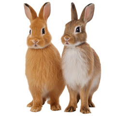 Obraz premium Pair of friendly rabbits standing together in a playful pose