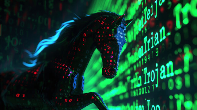 trojan horse malware, cyber attack concept. ai generative