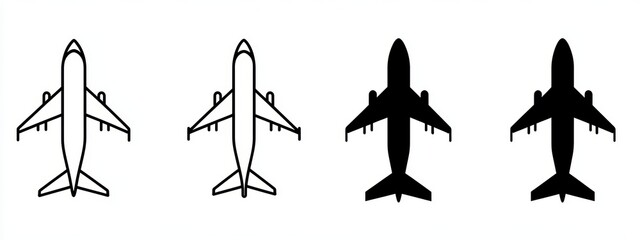 Airplane Icon Set - Minimalistic Vector Art for Travel and Flight Transport