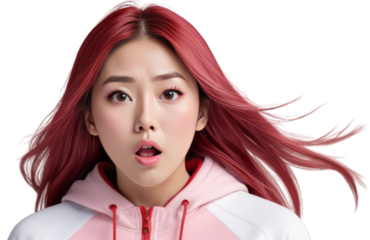 Cute japanese woman with a surprised face