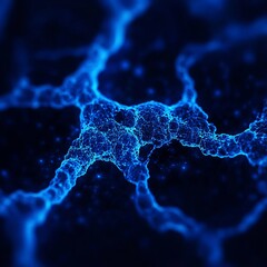 Abstract blue glowing network structure.