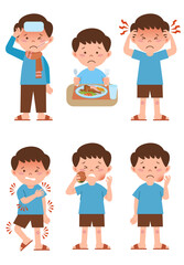 Symptoms of mumps and chicken pox in boy