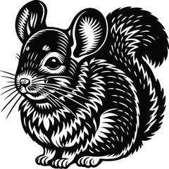 chinchilla vector silhouette, isolated white background
