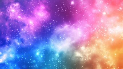 Obraz premium Cosmic Canvas: A vibrant nebula with stunning hues of pink, blue, and gold, speckled with countless stars. A breathtaking celestial masterpiece.