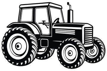 Fototapeta premium Tractor silhouette illustration isolated on a white background