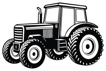 Obraz premium Tractor silhouette illustration isolated on a white background