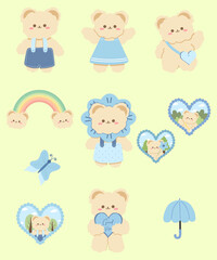 Cute Sticker Bear Cartoon 