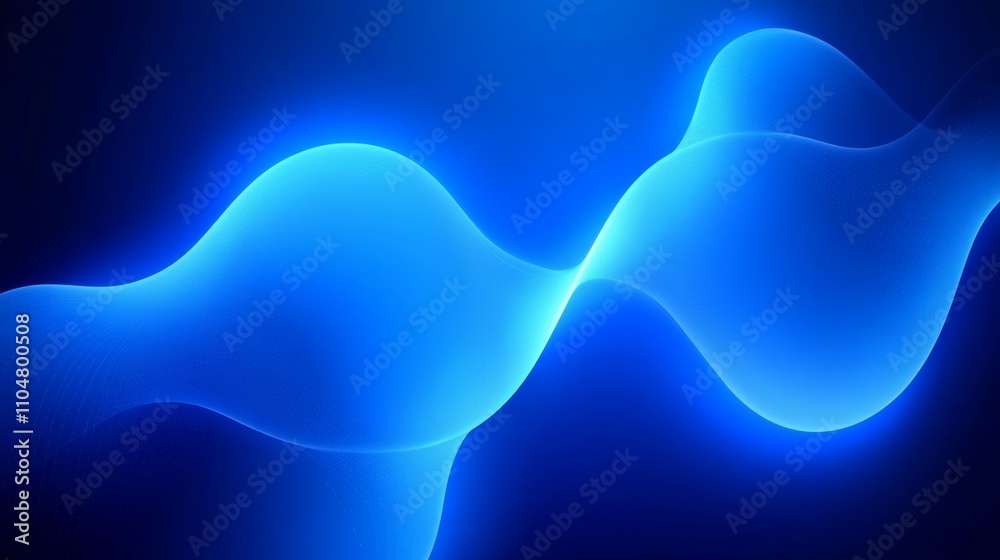 Aufkleber abstract modern minimalist 3d render with wavy glowing lines on blue background