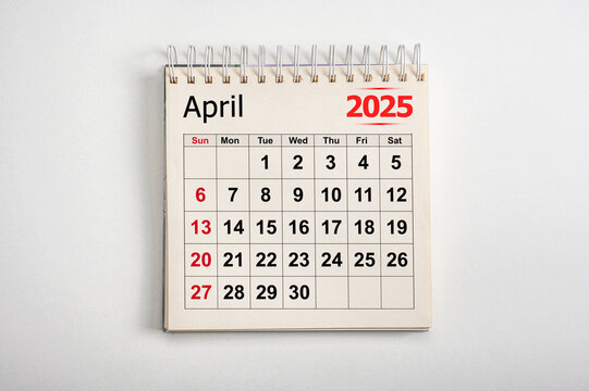 April 2025. Resolution, strategy, solution, goal, business and holidays. Date month April 2025. Monthly desk calendar April 2025. planning new year