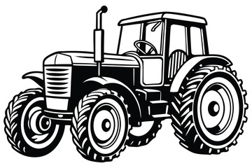 Obraz premium A tractor Vector silhouette on a white background
