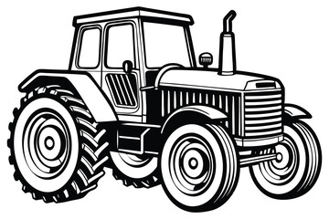 Obraz premium A tractor Vector black clipart isolated on a white background