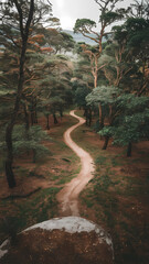 Fototapeta premium Aerial View of Forest Path