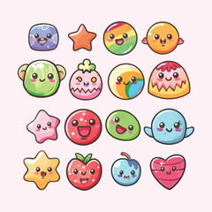 Fototapeta premium collection of cute vector children's sikers