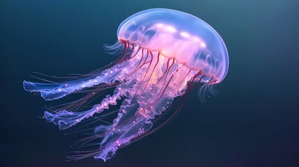 Obraz premium Bioluminescent Jellyfish Underwater Ocean Life Marine Wildlife Deep Sea Creature