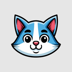 fun cartoon of cat head character isolated drawing line art style sketch classic vintage design illustration