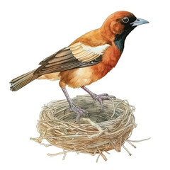 Watercolor Weaver Bird isolated white background