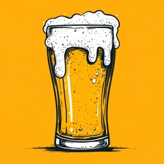 Beer Glass Frothy Illustration Cartoon Doodle Graphic