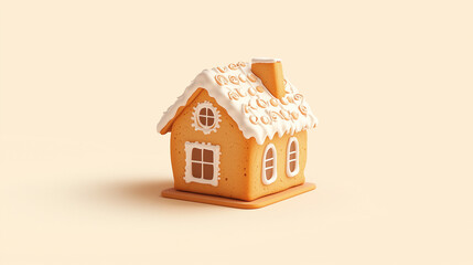 A gingerbread house with icing decorations