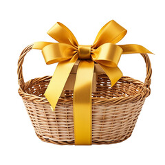 Empty Christmas Gift Basket on White Background, PNG Transparent.