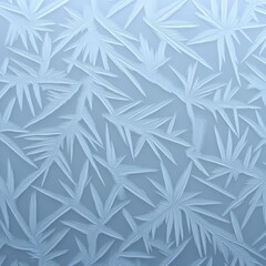 Intricate frost patterns on a window pane, showcasing delicate icy textures and repeating shapes.