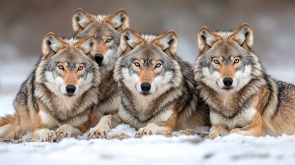 Obraz premium Majestic Arctic Wolves in Winter Snow Wildlife Pack