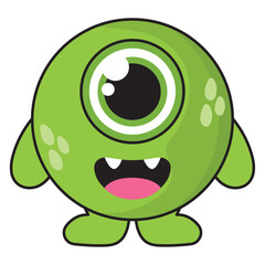 cute green monster creature