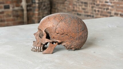 Ancient Human Skull Gothic Cathedral Setting History Archaeology Bones