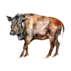 Watercolor Wild Boar isolated white background