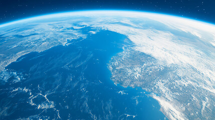 A stunning view of Earth from space, showcasing vibrant oceans, landmasses, and atmospheric details, highlighting the planet's beauty and interconnectedness.