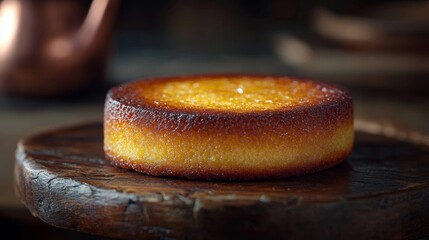 Delicious Traditional Brazilian Corn Cake on Rustic Wooden Table for June Festival