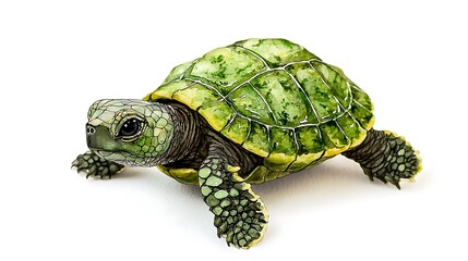 Fototapeta premium Adorable Baby Turtle Green Shell Reptile Wildlife Nature Closeup