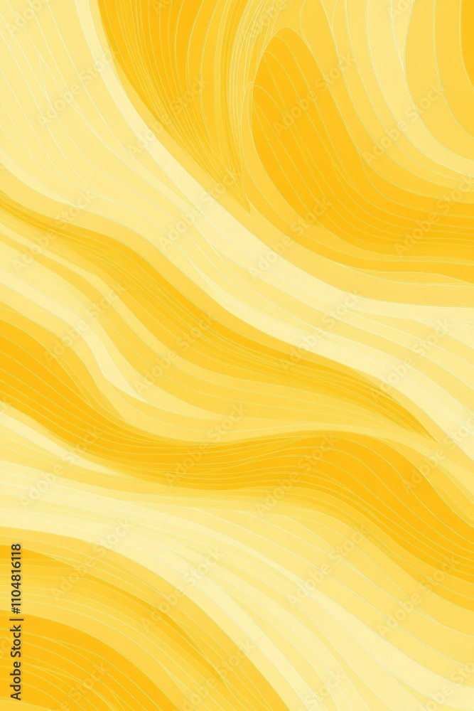Poster Wavy Lines Abstract Pattern Background in Yellow and Light Yellow Smooth Digital Art
