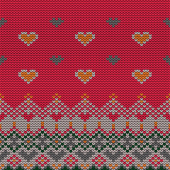 Seamless Knitted Heart Pattern – Cozy Digital Knit Texture Background for Winter Holiday