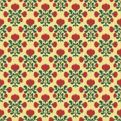 Seamless Floral Pattern – Red and Green Folk Style