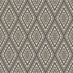 Seamless Geometric Diamond Ikat Pattern – Beige and Gray Tones