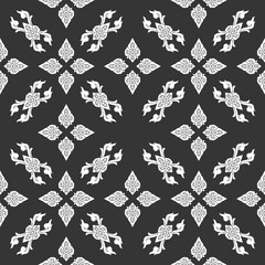  Seamless Lai Thai Pattern – Traditional Floral Motif Digital Background with Ethnic Influence