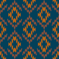 Seamless Tribal Ikat Pattern – Ethnic-Inspired Diamond and Zigzag Motif in Earthy Colors