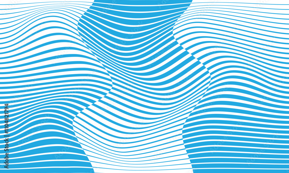 Aufkleber abstract monochrome geometric blue irregular wave line pattern can be used background.