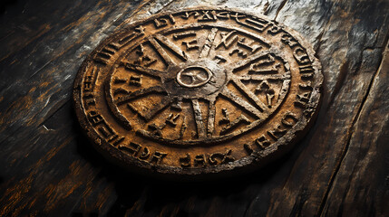 Fototapeta premium Old futhark thin rune wheel. Runic. Illustration
