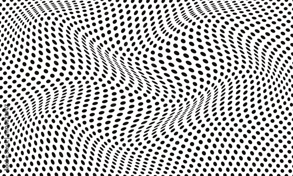 Poster abstract monochrome geometric black polka dot wave pattern can be used background.