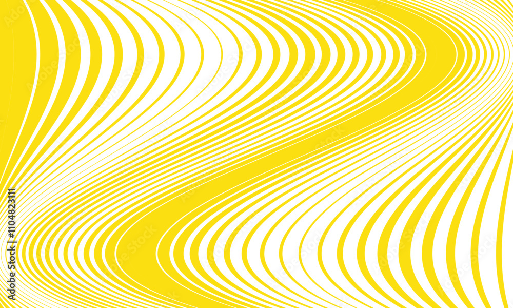 Poster abstract monochrome geometric yellow thin to thick wave line pattern can be used background.