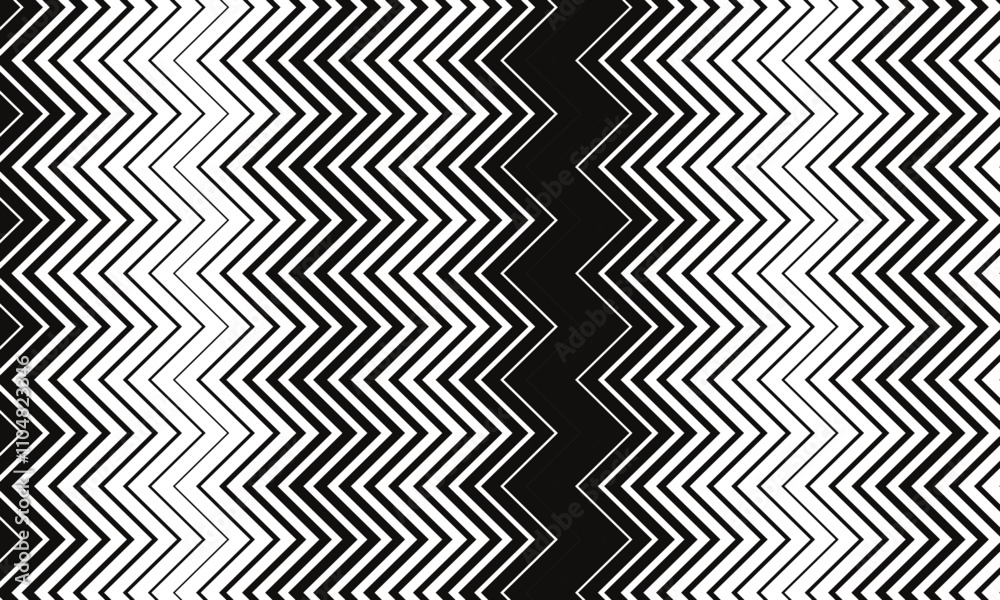 Poster abstract monochrome geometric black thin to thick corner wavy line pattern can be used background.