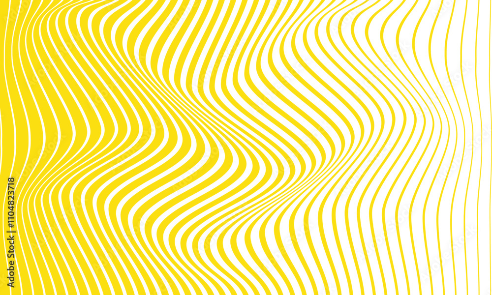 Poster abstract monochrome geometric yellow thin to thick wavy line pattern can be used background.