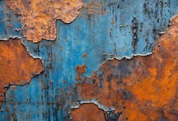 Fototapeta premium Cracked wall with old layers of paint in abandoned house. Background