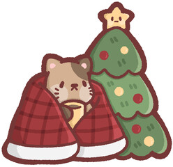 cozy Christmas with a blanket - cat