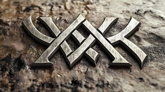 Futhark runic letter othala symbol for heritage in silver with transparent background. Runic. Illustration
