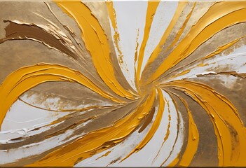 Abstract painting in black and silver with gold accents, modern decoration