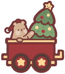 Christmas train (Christmas tree carriage) - grizzly bear