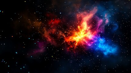 Naklejka premium Colorful cosmic nebula in deep space, vibrant colors and glowing stars.